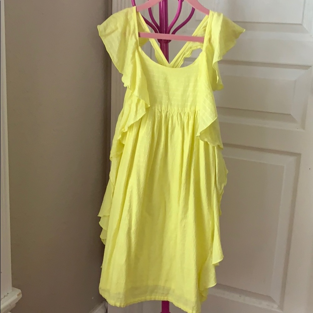 Yellow cotton sundress with ruffle details